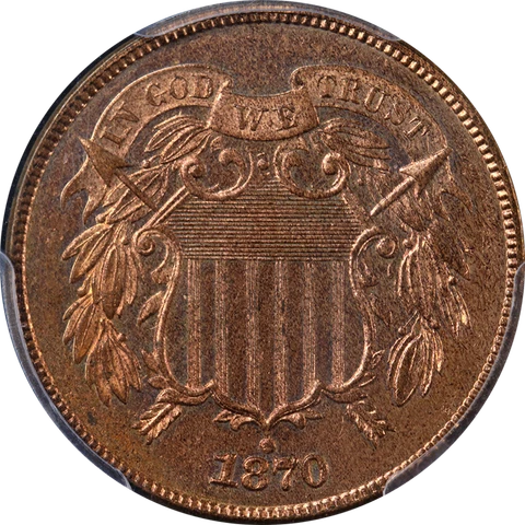 1870 Two (2) Cent Piece Proof PCGS PR65 RD Superb Eye Appeal Strong Strike Cover