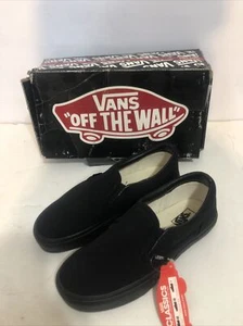 Vans Classic Slip-On Sneakers Gum Soles Black Youth Size 3.5 Women’s 5 - Picture 1 of 8