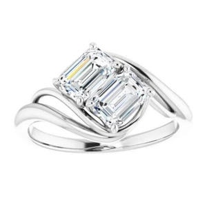 1 ct Emerald Cut D-VVS1 Moissanite Wedding Engagement Ring S925 Sterling Silver - Picture 1 of 12