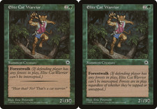 2 ELITE CAT WARRIOR ~mtg NM Portal Common x2 BOTH VERSIONS