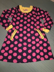 Vestido Hanna Andersson 120 (6-7) Manga Larga Bebé Azul Rosa Lunares Bolsillos - Imagen 1 de 5