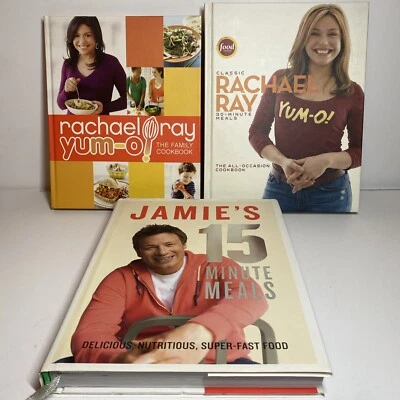 Lot of 3 Rachael Ray Family Cookbook & 30 Min. Meals & Jamie Oliver 15 Min Meals Foto 1 de 4