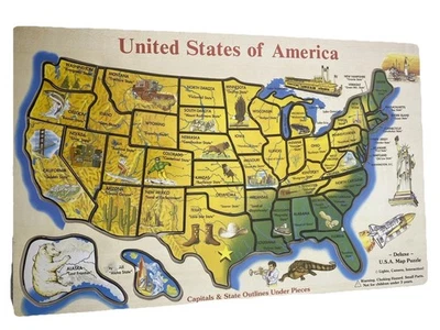 Melissa & Doug Deluxe Wood United States of America USA Map Puzzle - Image 1 of 4