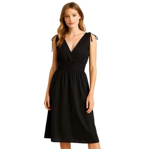 Vestido midi Old Navy negro cintura ajustada - grande para mujer (nuevo con etiquetas) - Imagen 1 de 7