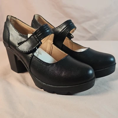 Zapatos Mary Jane Hebilla al Tobillo Tacones Gruesos Punta Redonda Zapato Informal Talla EE. UU. 4,5 a 5 Foto 1 de 4