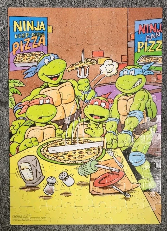 1990 TMNT Teenage Mutant Ninja Turtles Vtg Puzzle Ninja Pizza Complete In Box - Image 1 of 4