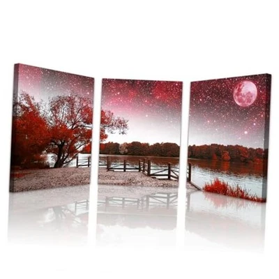 Lapremoly Árbol Rojo Paisaje Abstracto 24L" x 16W" Paisaje Rojo Colgar Cuadros Foto 1 de 4