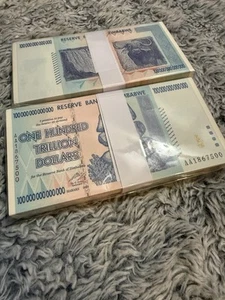 20 X ORIGINAL ZIMBABWE 100 TRILLION DOLLARS 2008 AA SERIES P91 UNC UV PASSED COA - Picture 1 of 5