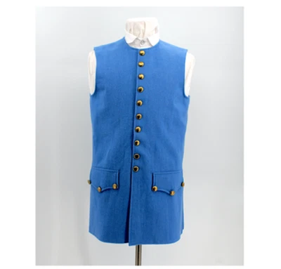 French Blue Wool Colonial Waistcoat Size 46 / XL - Image 1 of 4