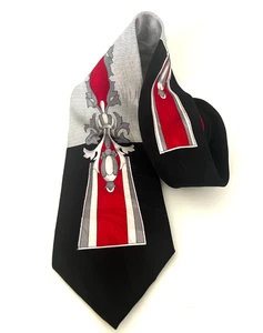 Herren ZARRIO Le Collezionie Seidenkrawatte schwarz/rot/silber 60-1/2" - Bild 1 von 7