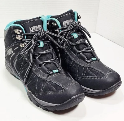 Khombu 女式 Hilary 7.0 M 登山靴黑色蓝绿色皮革舒适 — 第 1/4 张图片