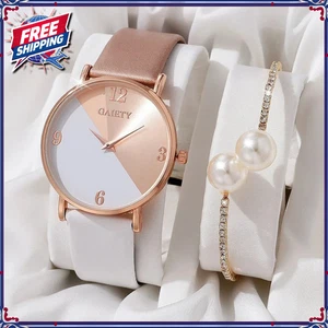 Conjunto de reloj para mujer de lujo moda correa de cuero informal vestido pulsera accesorios - Imagen 1 de 13