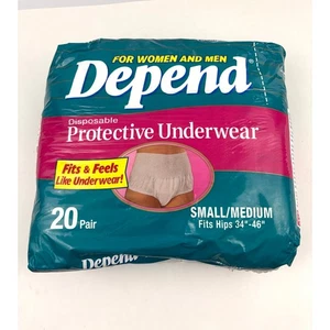 Vintage Depend 20 Einweg Schutzunterwäsche Erwachsene Inkontinenz 1990er VERSIEGELT - Bild 1 von 10