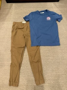 Boys Abercrombie Outfit Khaki Joggers And Tshirt 13/14 - Picture 1 of 5