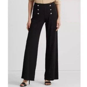 NWT Lauren Ralph Lauren High Rise Stretch Jersey Wide Leg Black Pants Size XXL - Picture 1 of 9