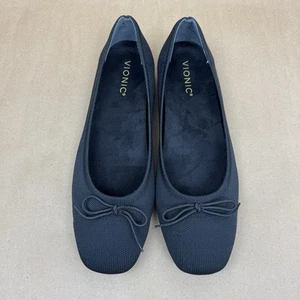 Vionic Womens Black Ballet Flats Klara Knit Comfort Orthotic Casual Shoes Sz 9.5 - Picture 1 of 18