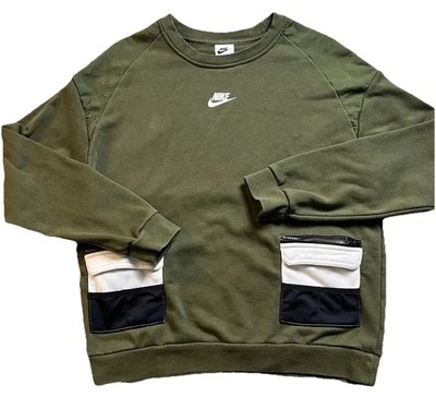 Suéter Pullover Nike Juvenil Talla XLarge Parche Bolsillos Laterales Verde Centro Swoosh Foto 1 de 4