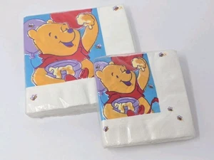 Lot of 2 Vintage Disney Winnie the Pooh  Birthday party Napkins 16 Ct Hallmark  - Picture 1 of 3