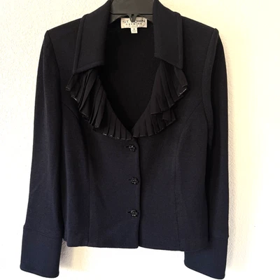 St John Evening Jacket Sequin Trim Black Women's Size 10 Classic Black Cocktail - Image 1 of 4