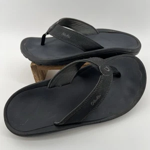 OluKai Ohana Mens Black Thong Sandal Flip Flop US 10 Comfort Rubber Flip Flops - Picture 1 of 7