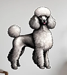 Black & White Poodle 2 Sticker 3”x3” - Picture 1 of 1