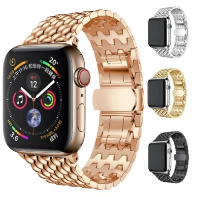 Pulseira de aço inoxidável para Apple Watch Series 11 10 9 8 7 6 5 SE pulseira de metal - Imagem 1 de 4