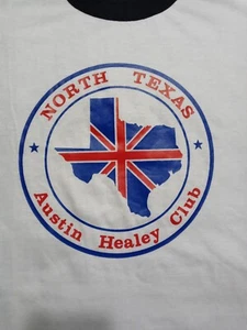 North Texas Austin Healey Club T Shirt L 50/50 Ringer Union Jack British AutoUSA - Picture 1 of 12