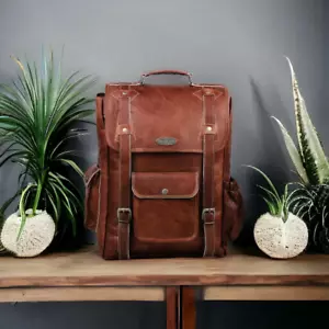 Cuero Genuino Mochila. Fuerte & Duradero Latón Accesorios & Hebillas, YKK Zipper - Imagen 1 de 3