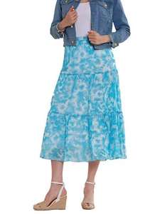 LINEA by LOUIS DELL OLIO Size L Tie Dye Boho Skirt TURQUOISE - Foto 1 di 4