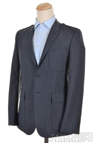 Blazer sportivo BURBERRY LONDON linea principale blu lana spalline toppa tasca 38 R