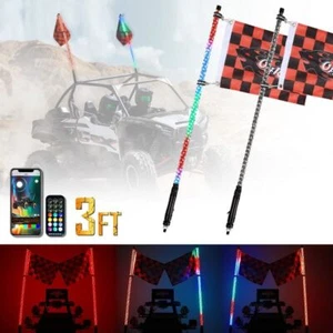AUXBEAM 3 pies RGB Iluminado Espiral LED Látigo con Bandera y Control Remoto para ATV Polaris RZR UTV - Imagen 1 de 9