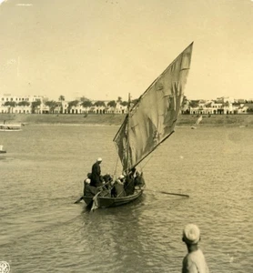 Ägypten Assuan Felucca arabisches Segelboot altes NPG Stereoview Foto 1900 - Bild 1 von 3