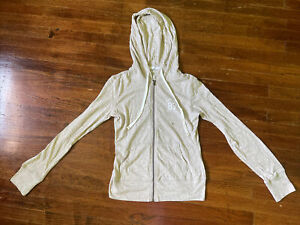 New Aeropostale Size Medium Juniors Cream Zip Thin Hooded Jacket Cotton Blend