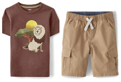Gymboree Niños 8 Safari León Camiseta Algodón Caqui Pantalones Cortos Conjunto Nuevo con Etiquetas 2023 Foto 1 de 4