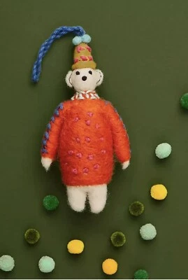 Anthropologie BNWT RRP £12 Christmas Bear Hanging Decoration Ornament Felt Wool