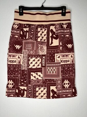 Falda Larga Kappa Roja Beige Bodycon Paisley Patrón Grande Nueva Con Etiquetas Logo Foto 1 de 4