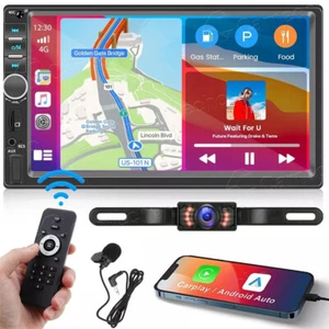 7" Car Radio For Apple/Andriod Carplay MP5 Stereo Touch Screen Double Din+Camera - Picture 1 of 10