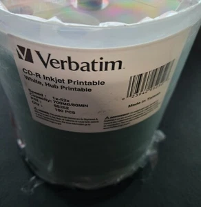 VERBATIM 95252 CD-R 52x 700MB 80Min White Inkjet Hub Printable 100 pack Spindle - Picture 1 of 4