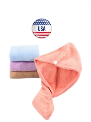 US 4PCS Quick Drying Hair Towel Caps Thicken Shower Spa Bath Turban Wraps Hats - Image 1 of 4