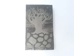 Sello de linóleo American Crayon Co. árbol de la vida bloque de madera Ohio EE. UU. De colección 5x3" - Imagen 1 de 6