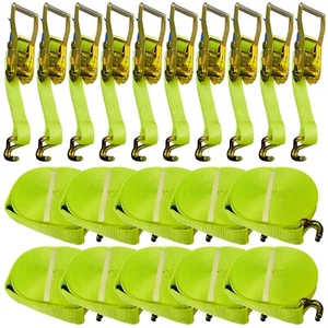 4x Ratschenriemen 6m 50mm 5T - 5000kg 6 Meter hohe Sichtbarkeit Zurrklaue Haken - Bild 1 von 3