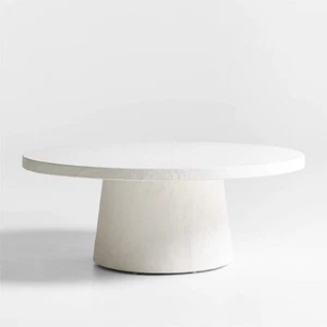 Crate & Barrel Willy White Concrete 44" Round Pedestal Coffee Table - Picture 1 of 11