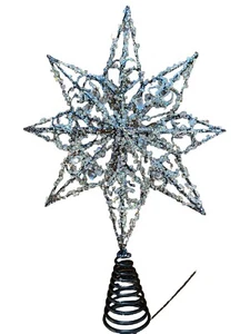 Pottery Barn Christmas Tree Topper Sparkle Crystals 3D Star Metal Heavy RARE - Picture 1 of 9