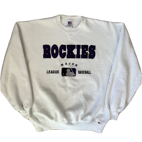 Vintage Colorado Rockies Sweatshirt XL White 90s MLB Baseball Russell Athletic Cover