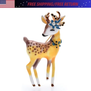 Art Deco Style Small Deer Brooch Enamel Animal Pin Fawn Broach Gift USA - Picture 1 of 24