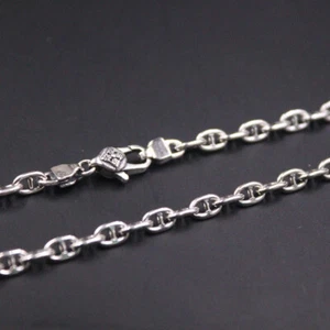 Collar de cadena de plata esterlina 925 real para hombre 3,5 mm eslabón de anclaje marino 24 pulgadas L  - Imagen 1 de 6