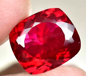 29.80 Ct Natural Blood Red Mozambique Ruby Cushion CERTIFIED Loose Gemstone - Picture 1 of 7