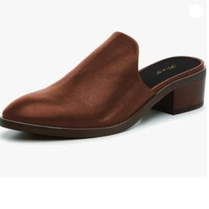 FOWT Women Round Closed Toe Mules Slip On Retro Loafer Low Chunky Heel Red Shoes - Picture 1 of 8