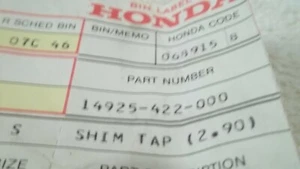 Honda OEM NOS tappet shim 2.90 14925-422-000 #10502 - Picture 1 of 2