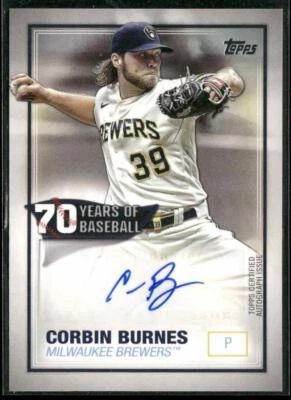 2021 Topps #70YA-CB Corbin Burnes 70 Years of Baseball Autographs - Image 1 of 2